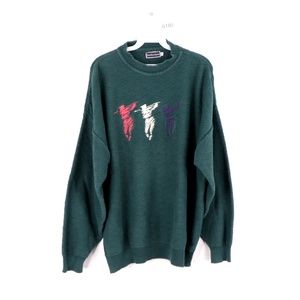 Vintage 90s Abstract Golfer Diamond Print Sweater